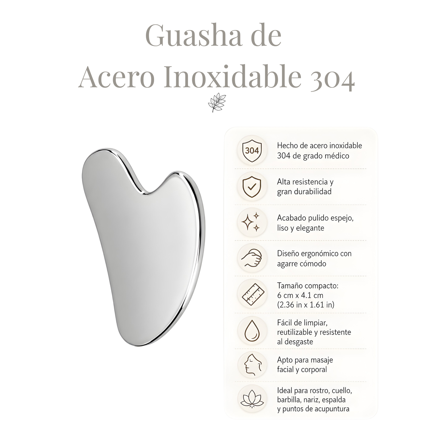 Gua Sha de acero inoxidable