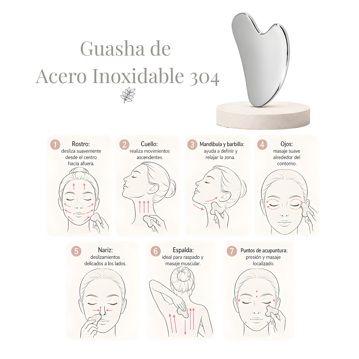 Gua Sha de acero inoxidable